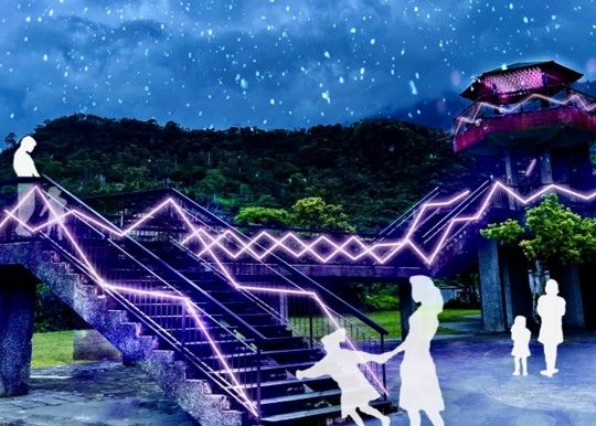 ▲「粉耀鯉魚潭」燈區。　圖：花東縱谷國家風景區管理處／提供