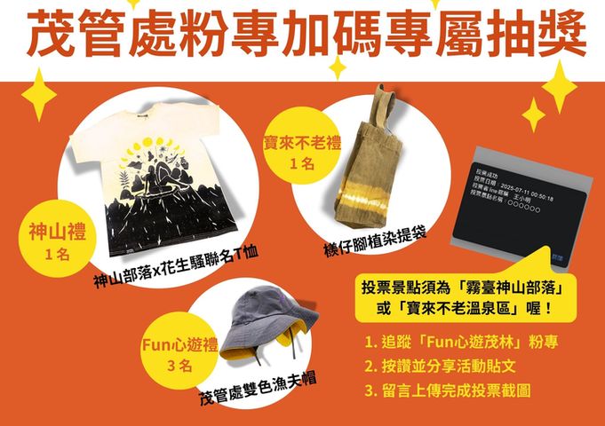 ▲茂管處粉專加碼專屬抽獎。　圖：茂林國家風景區管理處／提供