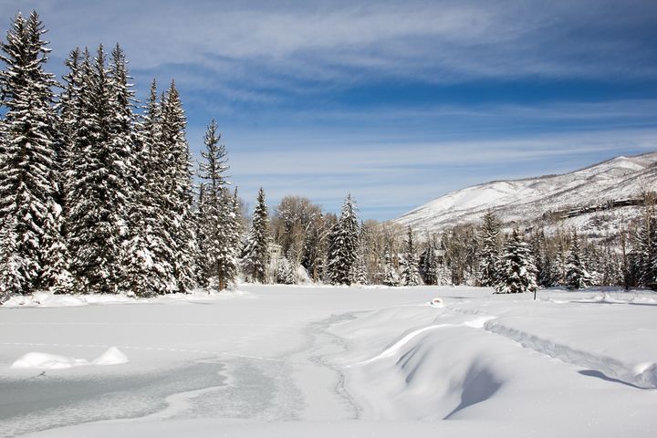 猶他州白雪妝點的森林與冰湖美景。　圖：美國國家旅遊局／提供 