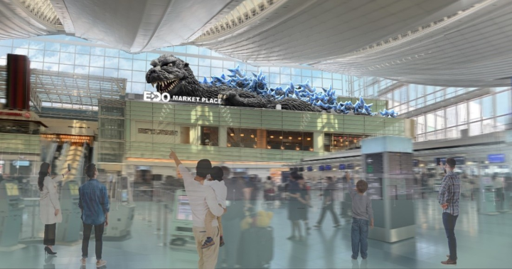▲哥吉拉將在3樓出境大廳俯視眾生。 圖:東寶TM & © TOHO CO., LTD./提供