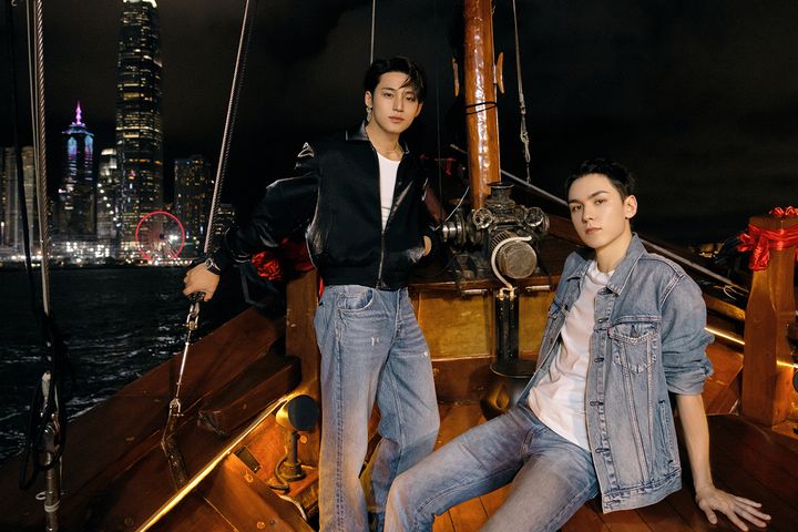 韓國人氣男團 SEVENTEEN 成員 MINGYU 與 VERNON 夜遊香港。　圖：PLEDIS Entertainment 及香港旅遊發展局／提供 
