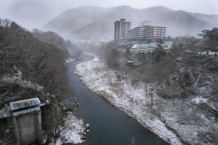 ▲鬼怒川溫泉街雪景。　圖：Photo AC／來源