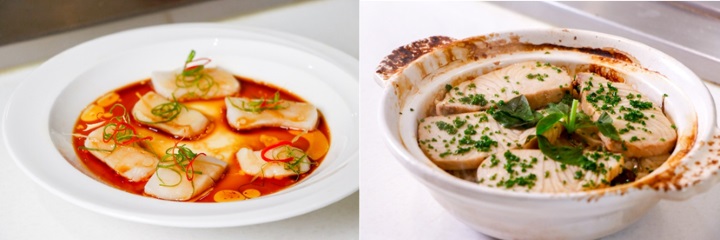 ▲林泉主廚特別研發的「帆立貝花雕蒸蛋」、「三杯鰤魚土鍋飯」於其所經營的現代居酒屋「inari」可品嚐。　圖：JFOODO／來源