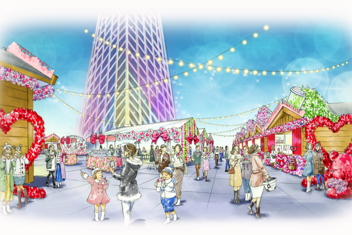  晴空塔下充滿溫馨氛圍的情人節慶典（示意圖）。　圖：World Liquor Importers／提供