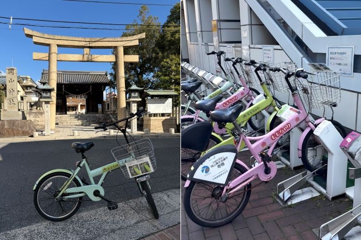 ▲岡山市內租借「Momochari」腳踏車，感受當地人生活。　圖：岡山縣台灣推廣事務所／提供