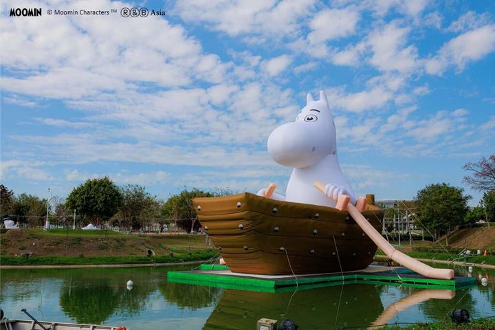 河畔奇航的划船姆明。　圖：台中市政府觀光旅遊局／提供