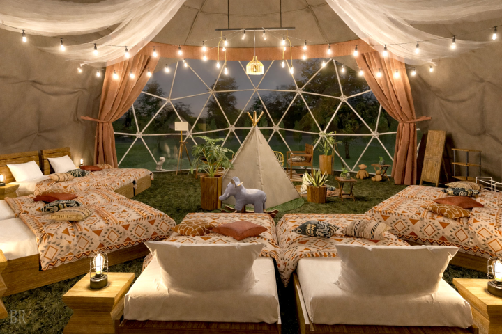  ▲精心布置的圓頂豪華露營障朋友完善的設備，讓人可以在這裡好好的放鬆。　圖：Booking Resort／提供