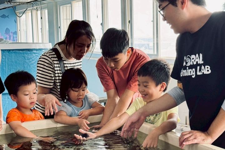 小朋友可以體驗園區觸摸池。　圖：新北市政府漁業及漁港事業管理處／提供 