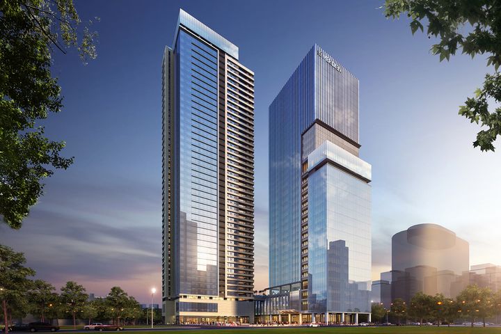 酒店建築由國際知名建築事務所 HANDEL Architects 規劃設計，以「連結」為核心概念，串聯國際都會視野與板橋城市脈動。　圖：台北板橋馥華艾美酒店／提供