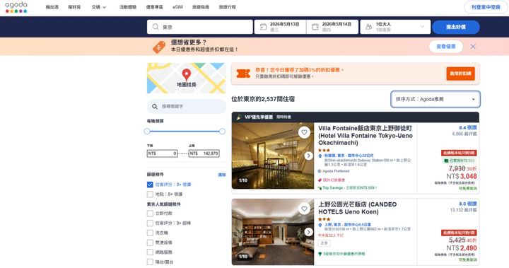 ▲旅遊平台調查揭示，台灣人訂房時最在意評價、是否包餐。　圖：Agoda／提供