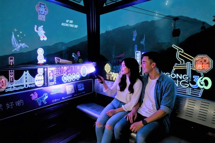 ▲「昂坪360」迎來20週年，即將推出限定夜間纜車結合霓虹燈車廂，打造獨特又浪漫的體驗。　圖：昂坪360／提供