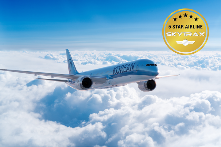 大韓航空屢獲「五星航空」評鑑，05/15-06/07推線上旅展優惠，全球機票9折起。　圖：大韓航空／提供