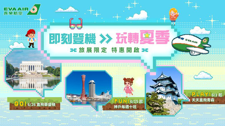 ▲長榮航空2026夏季線上旅展開跑，精選航線最低3,073元起（未稅）。　圖：長榮航空／提供