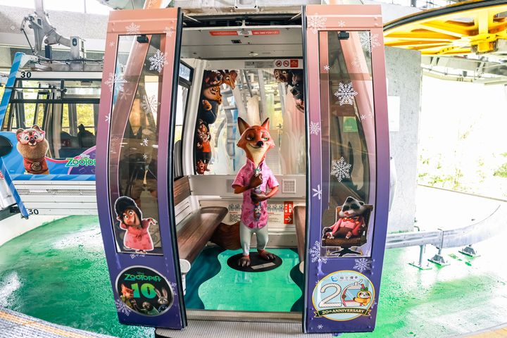 貓空纜車歡慶20週年，推出以迪士尼動畫《動物方城市》主題的期間限定《全城出動 飛上貓空》主題活動。　圖：邁思娛樂股份有限公司／提供