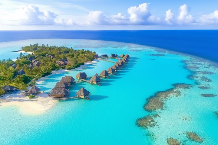 ▲大溪地「波拉波拉島」純白沙灘與清澈透明的潟湖。　圖：shutterstock／來源