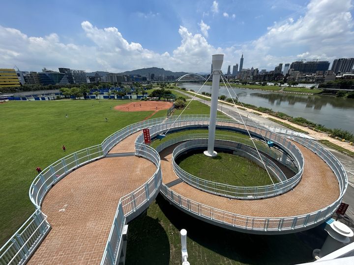 ▲民權大橋景觀橋內湖端俯視景致。　圖：台北市政府工務局新建工程處／提供
