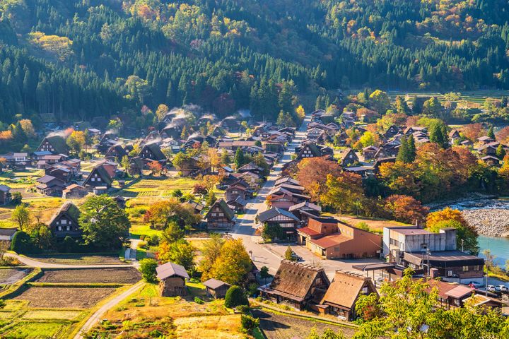 ▲滿山秋色包圍合掌村，宛如走進童話般秘境。　圖：shutterstock／來源