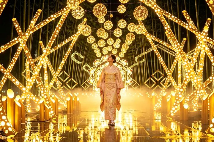 「嵐山月燈節」是京都秋季人氣夜間點燈盛典。　圖：Klook／提供 